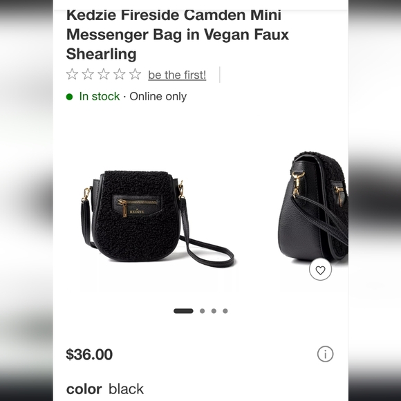 NWT Kedzie black plush veagan leather/faux shearling crossbod - Picture 13 of 15